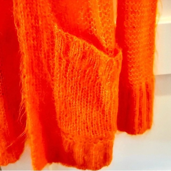 New Free People Mohair Vibrant Orange Cardigan - Picture 6 of 7